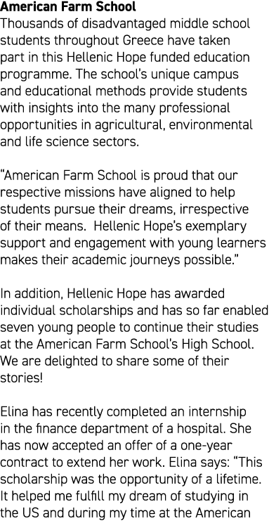 American Farm School Thousands of disadvantaged middle school students throughout Greece have taken part in this Hell...