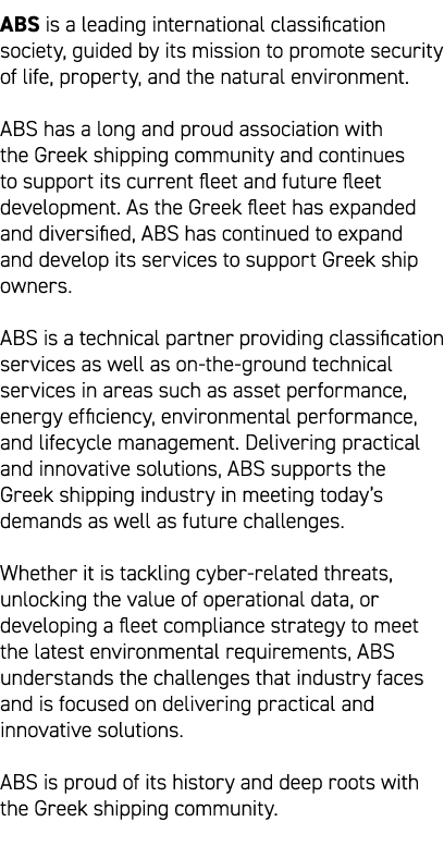 ABS is a leading international classification society, guided by its mission to promote security of life, property, a...