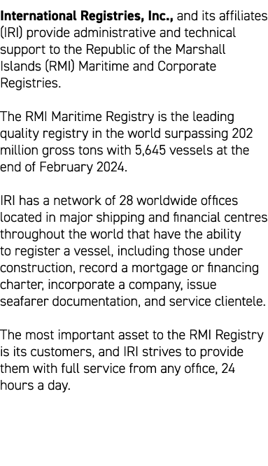 International Registries, Inc., and its affiliates (IRI) provide administrative and technical support to the Republic...