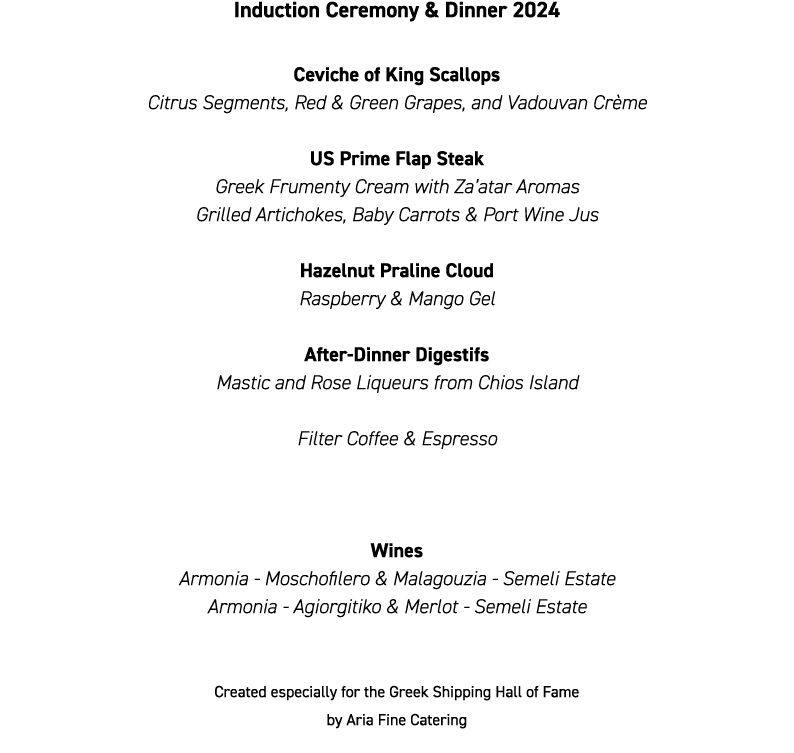 Induction Ceremony & Dinner 2024 Ceviche of King Scallops Citrus Segments, Red & Green Grapes, and Vadouvan Cr me US ...