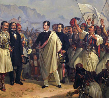 2GN4KCE The Reception of Lord Byron at Missolonghi by the Greek artist, Theodoros Vryzakis (1819-1878), oil on canvas, 1861